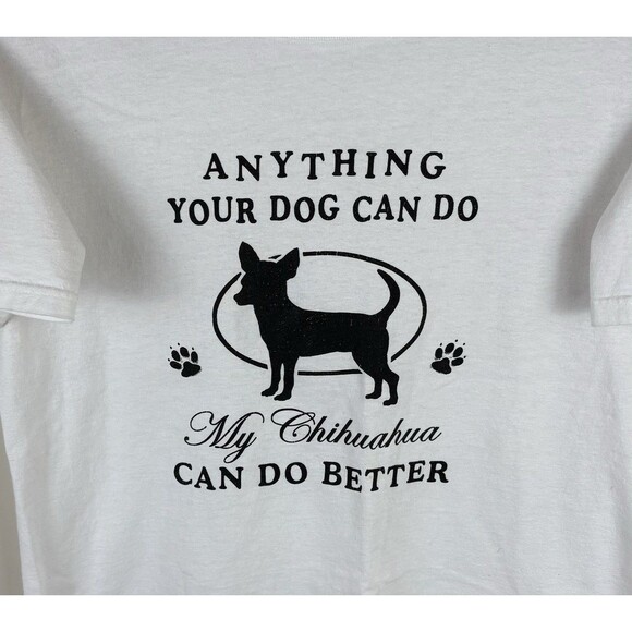 Vintage Y2K Chihuahua Graphic Humor T-Shirt / White / Size Medium - Picture 7 of 8